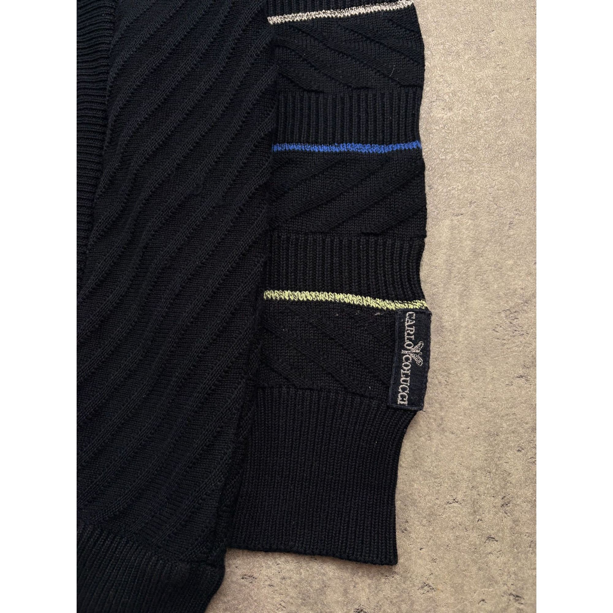 Carlo Colucci Carlo Colucci Personality Mens Black Sweater With Multicolor Size US M / EU 48-50 / 2 - 11 Thumbnail