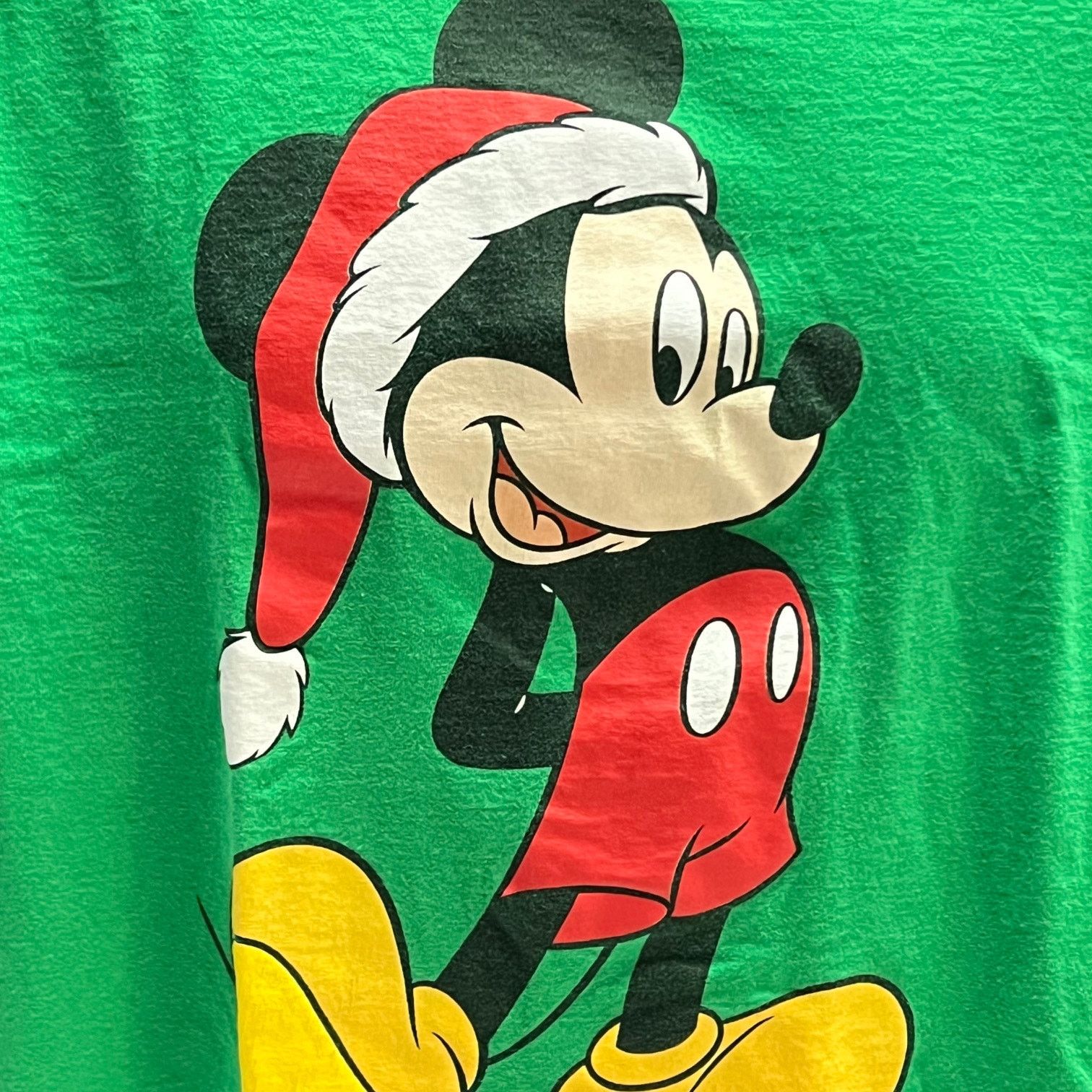 Disney Disney Mickey Mouse Wearing Santa Hat Christmas Green Shirt Size US L / EU 52-54 / 3 - 4 Thumbnail