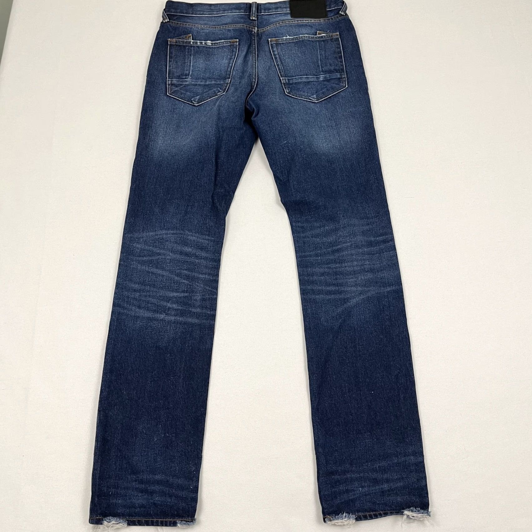 Prps PRPS Jeans Mens 31x32 Demon Fit Dark Blue Distressed Denim Streetwear Button Fly Jeans Mens Blue 31 Slim Hip Hop Branded Belt Loops 5-Pocket Design Size US 31 - 4 Thumbnail