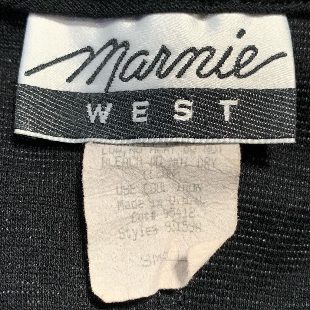 Vintage Vintage Marnie West Black Mini Dress Gathered Pleated Should Size XS / US 0-2 / IT 36-38 - 6 Thumbnail