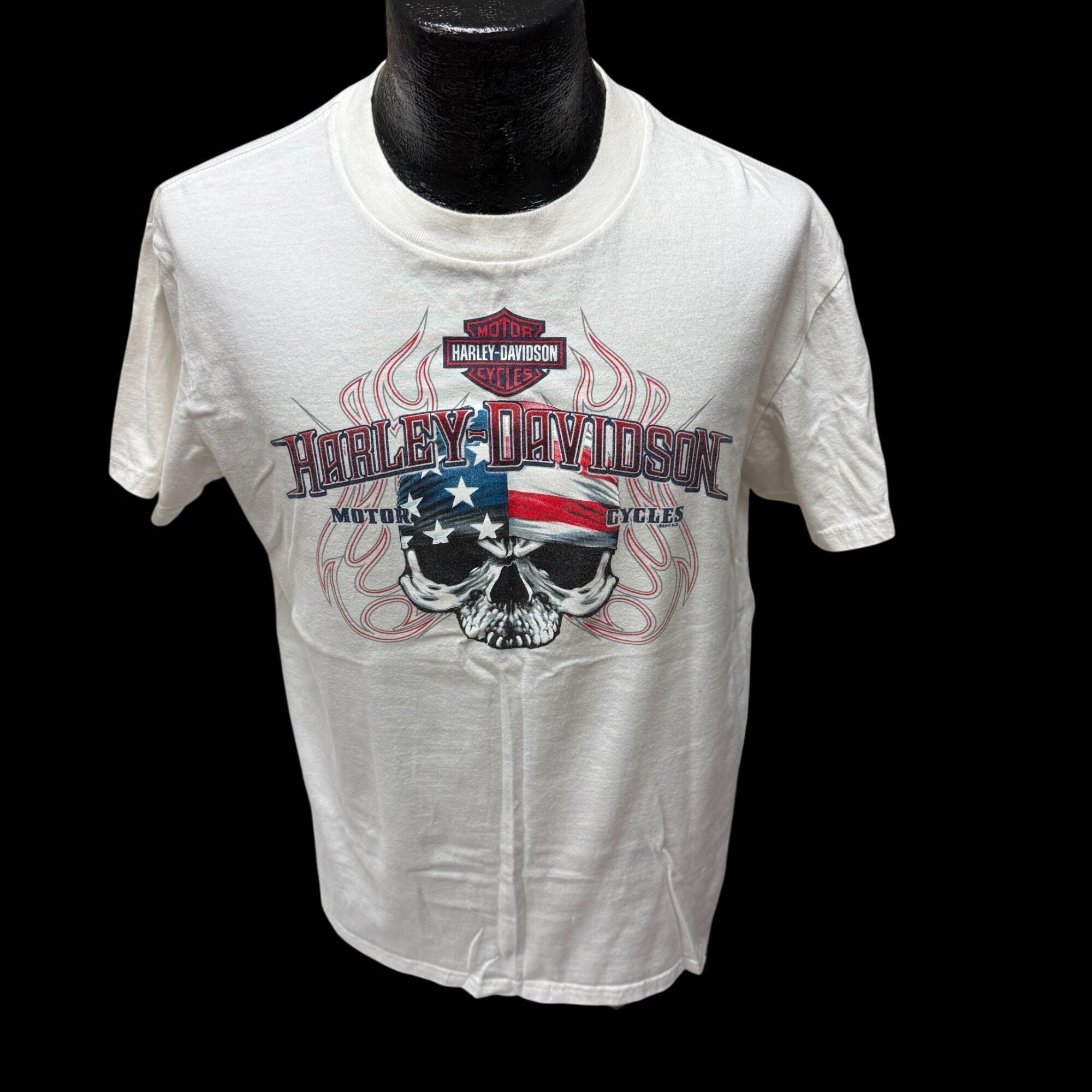 Harley Davidson H-D Motorcycle Emerald City Wa American USA FLAG SKULL Shirt Size US L / EU 52-54 / 3 - 2 Thumbnail
