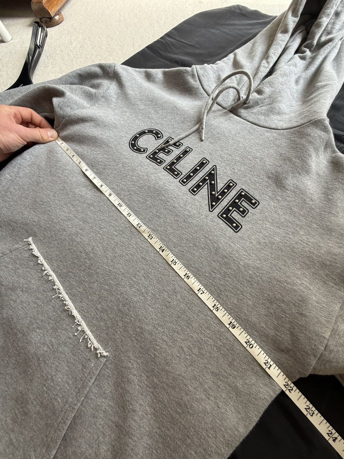 Celine SS21 Celine Dancing Kid Hedi studded logo hoodie gray Hedi Size US L / EU 52-54 / 3 - 8 Thumbnail