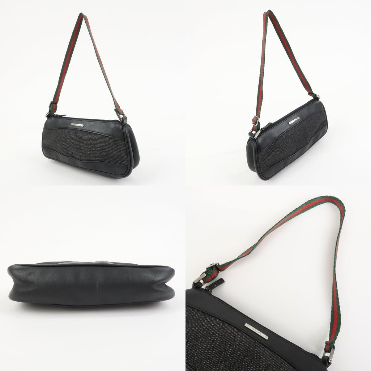 Gucci Gucci Sherry Denim & Leather Shoulder Bag Black Size ONE SIZE - 3 Thumbnail
