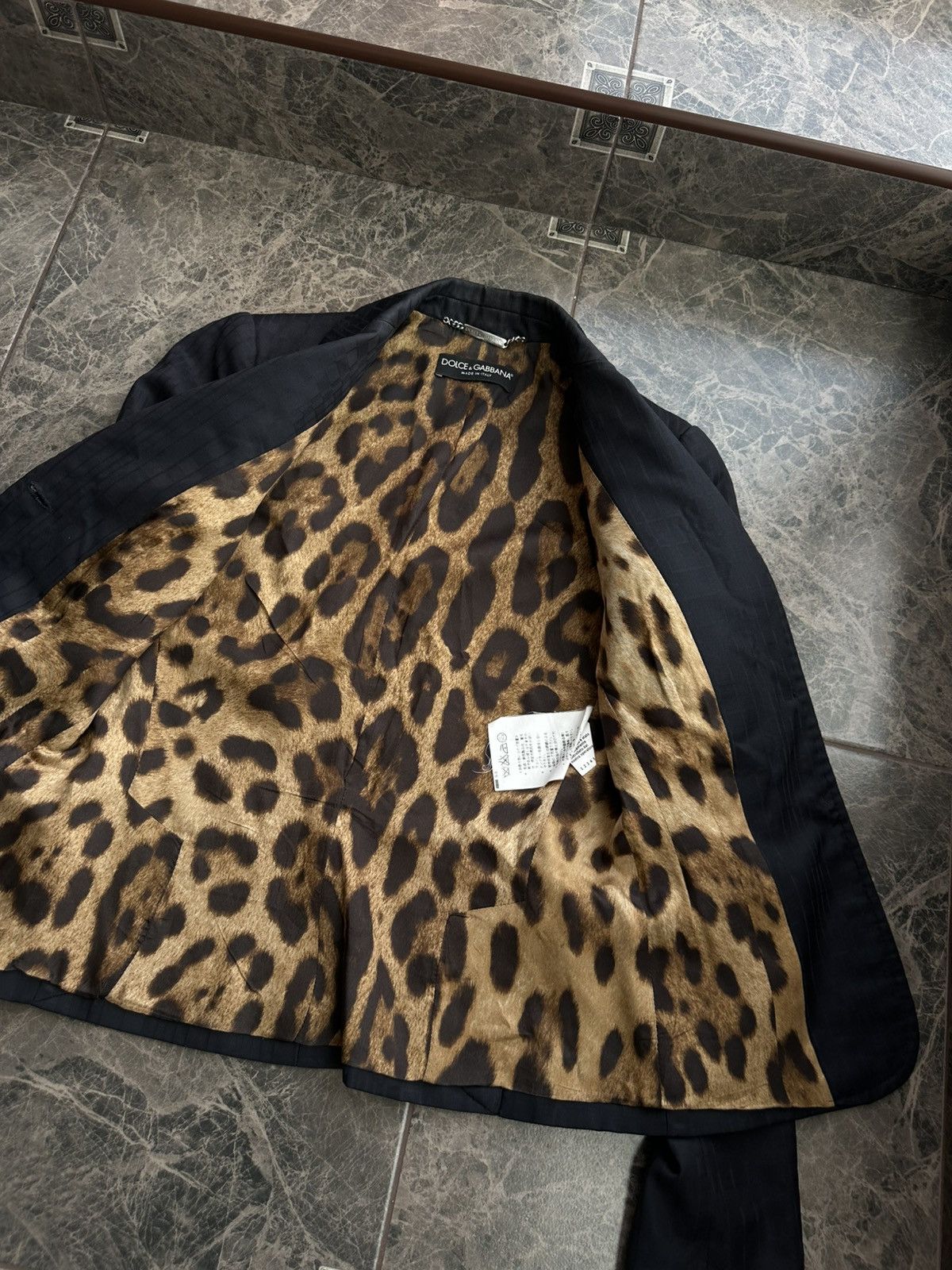 Dolce & Gabbana Dolce & Gabbana Blazer Leopard Lined Black VirginWool Jacket Size M / US 6-8 / IT 42-44 - 9 Thumbnail