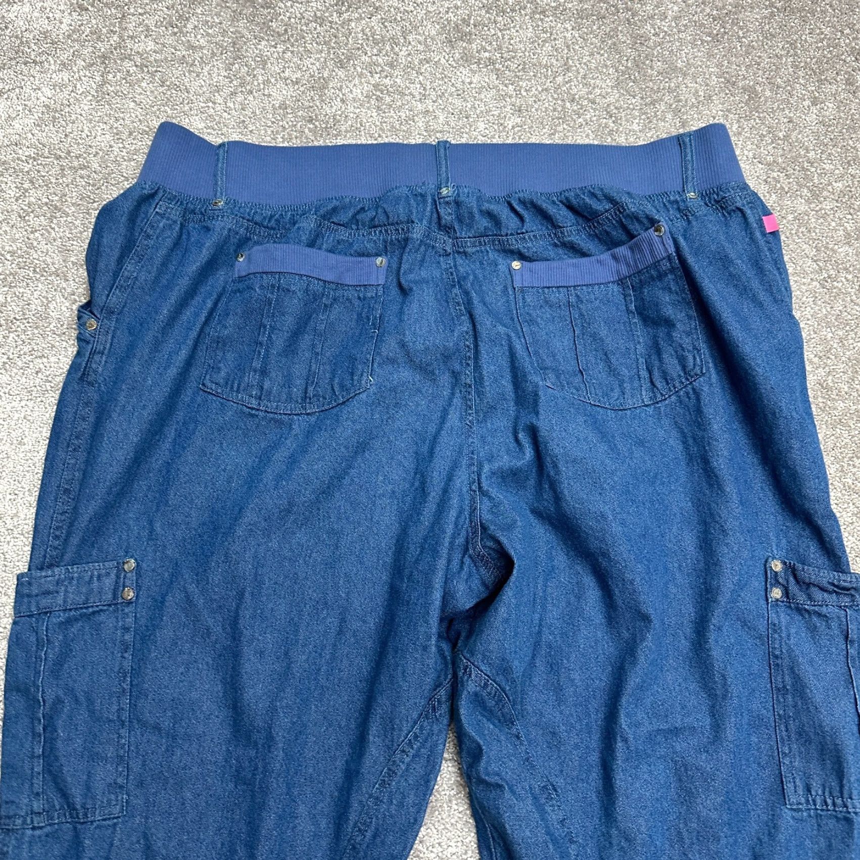 Vintage Woman Within Modern Fit Cargo Denim Jeans 28T Blue Wide Leg Casual 46x32 Womens Size 28" / US 6 / IT 42 - 3 Thumbnail
