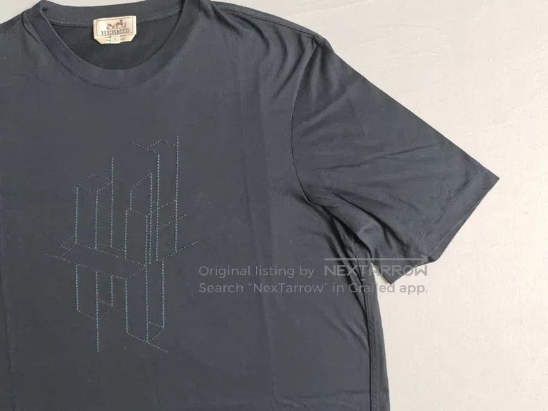 Hermes Hermes Men's short-sleeve T-shirt, navy blue, 100% cotton Size US L / EU 52-54 / 3 - 5 Thumbnail