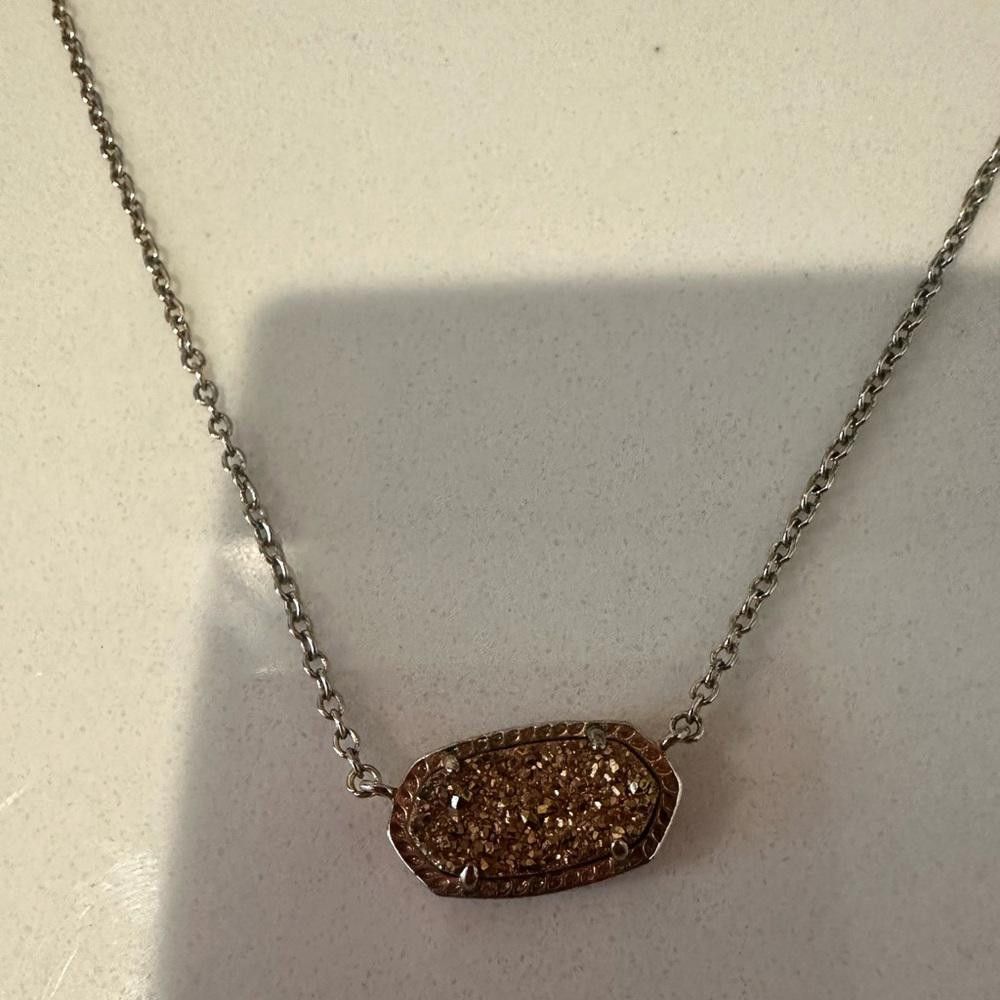 Kendra Scott Kendra Scott Elisa Copper Drusy Silver Chain Necklace Size ONE SIZE - 1 Thumbnail