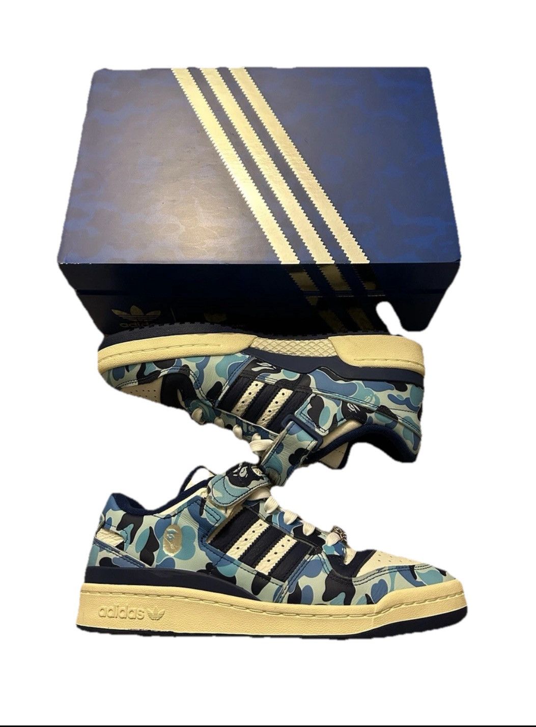 Bape Adidas Forum Low 84 30th Anniversary Blue Camo Size