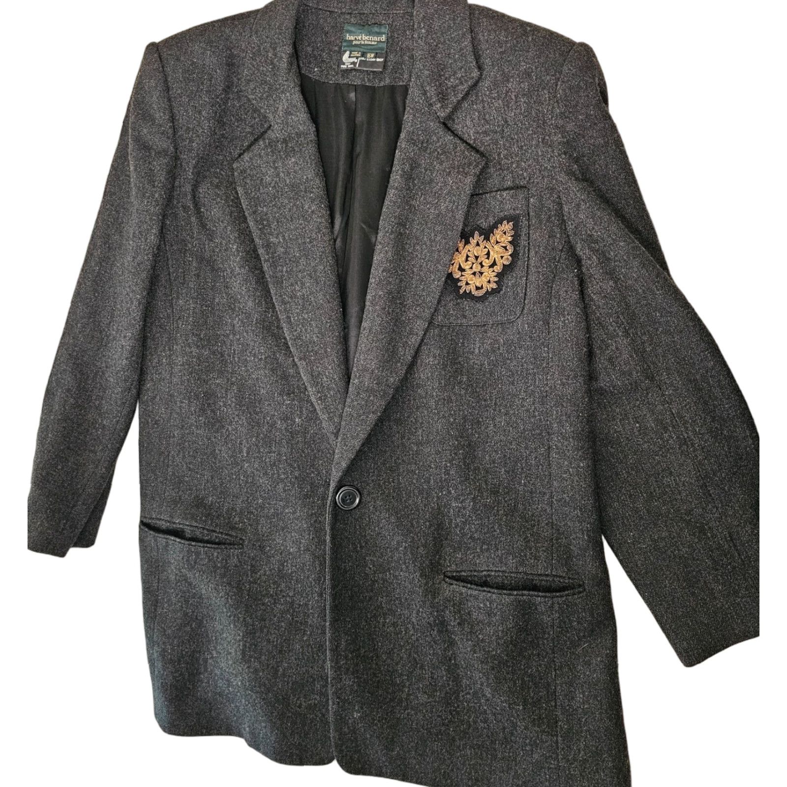 Vintage VINTAGE harvé benard Blazer Wool Dark Gray 16W Petite Pockets Womens Size XXL / US 16-18 / IT 52-54 - 1 Thumbnail
