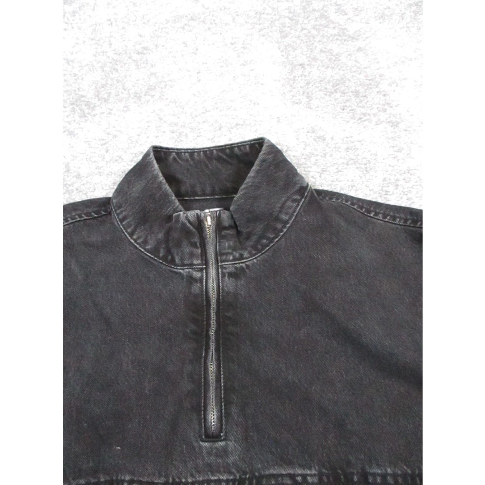 Zara Zara Jacket Womens Small Black Cotton Denim Anorak Jacket Casual Fall Spring Winter Womens Small Black Denim Cotton Jacket Size S / US 4 / IT 40 - 2 Thumbnail