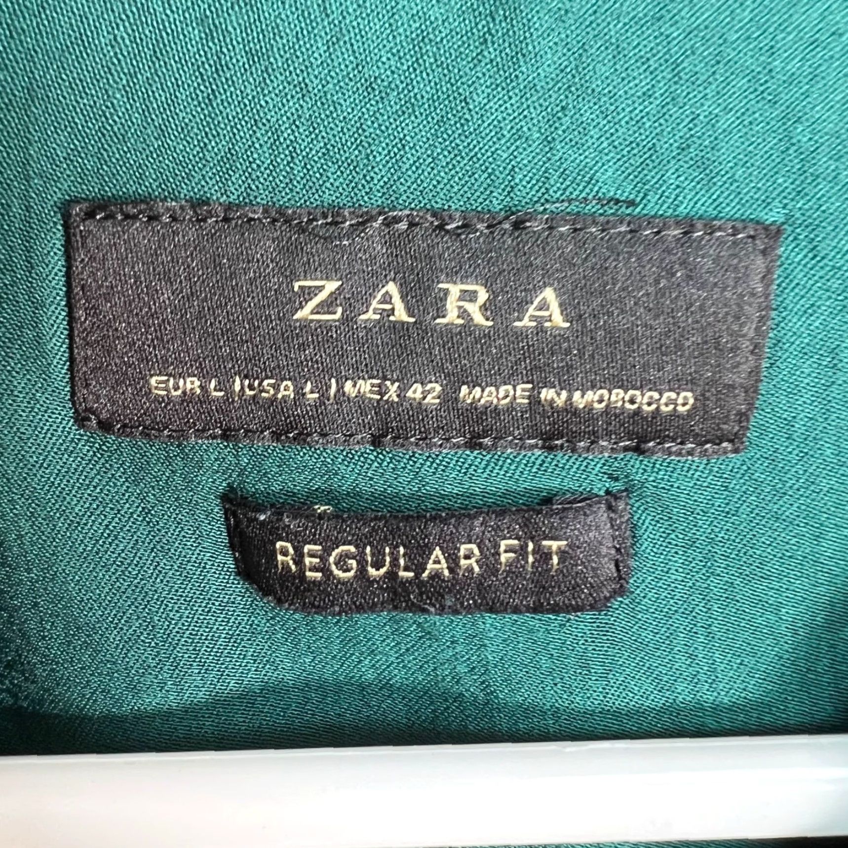 Zara Zara Womens Size Large Green Regular Fit Long Sleeve Button-Up Shirt Size L / US 10 / IT 46 - 3 Thumbnail