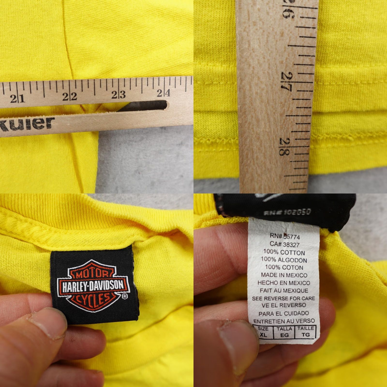 Harley Davidson Harley-Davidson Shirt Mens XL Yellow Biker Motorcycle Tee Crew Neck Short Sleeve Graphic Print Vintage? No Vintage. Size US XL / EU 56 / 4 - 8 Thumbnail