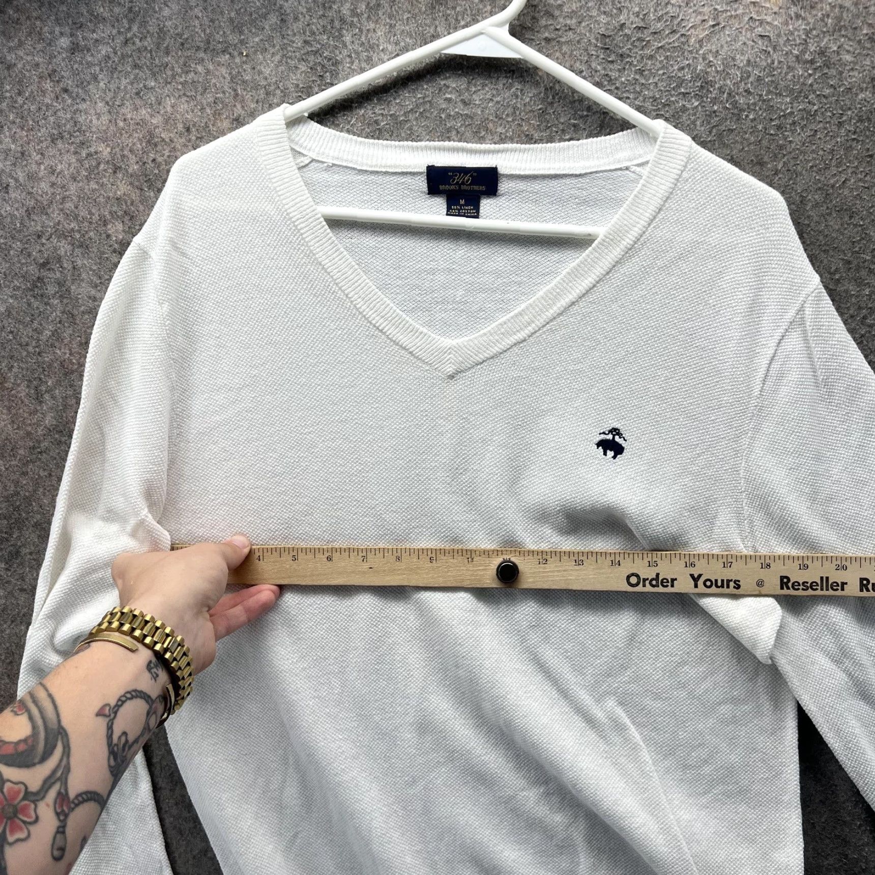 Brooks Brothers Brooks Brothers Sweater Women Medium White Linen Cotton V-Neck Lightweight Knit Pullover Size M / US 6-8 / IT 42-44 - 5 Thumbnail