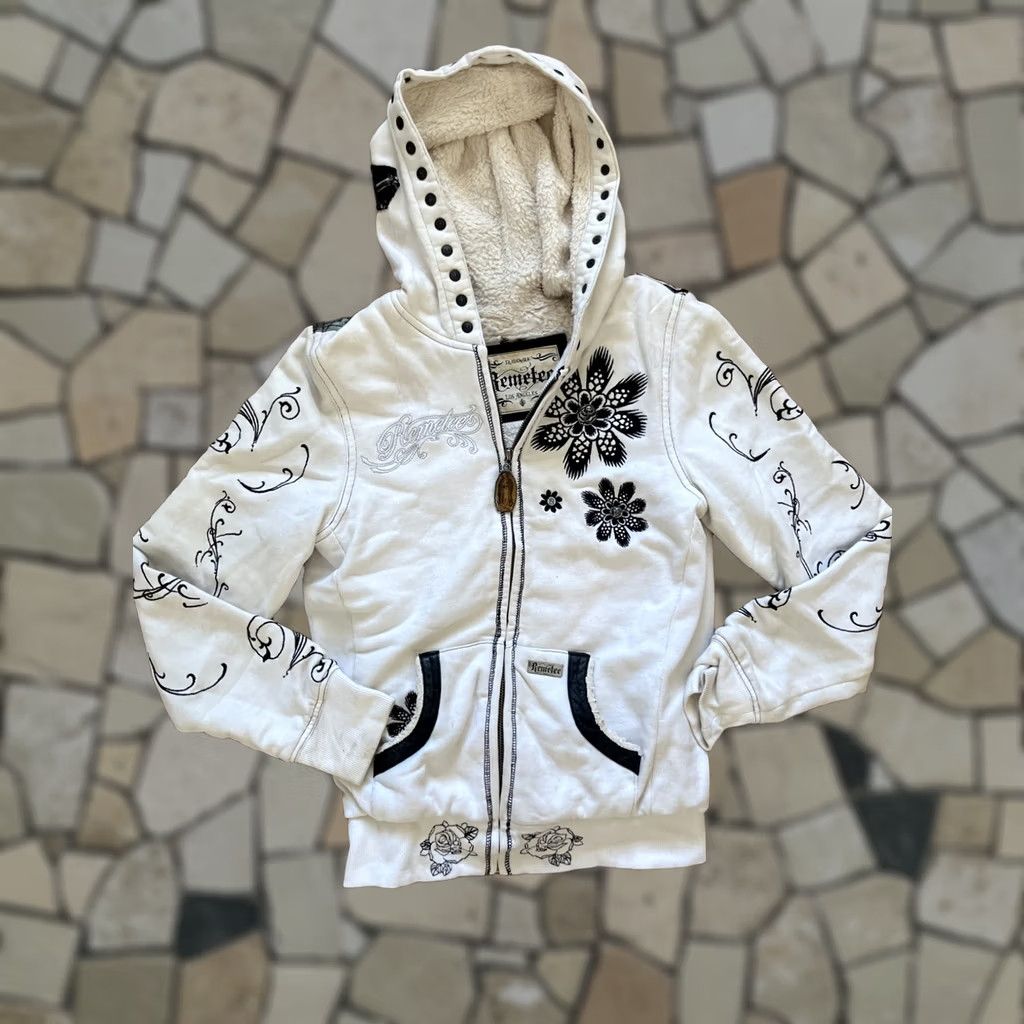 Affliction VINTAGE Remetee by Affliction Hoodie Women Size S Full Zip White Size S / US 4 / IT 40 - 1 Thumbnail
