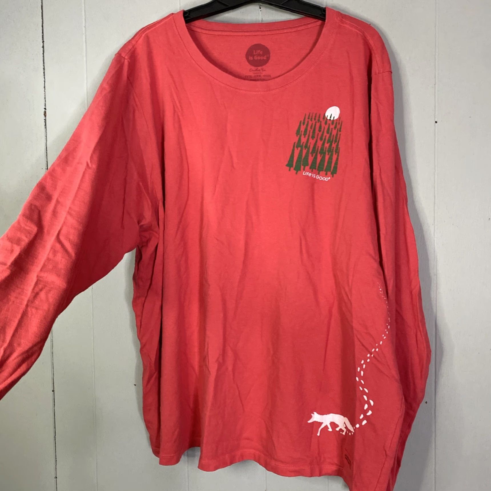 Life is Good Life Is Good Crusher Tee Long Sleeve T Shirt Christmas Fox In Snow 3X Red Womens Plus Size 3XL Holiday Gift Size XXL / US 16-18 / IT 52-54 - 2 Thumbnail