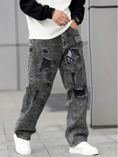 Jean Distressed EDGE jeans ripped Y2K pants Size US 34 / EU 50 - 3 Thumbnail