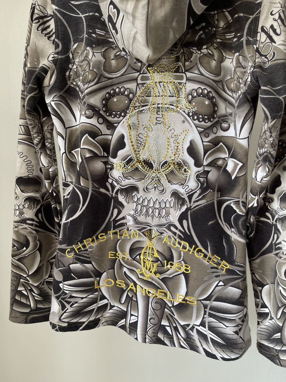 Christian Audigier × Ed Hardy Y2K Christian Audigier Fullprint Skull Zip Hoodie Size S / US 4 / IT 40 - 11 Thumbnail