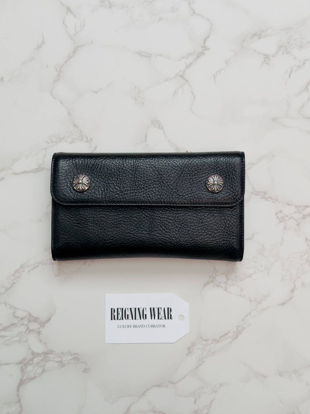 Chrome Hearts Chrome Hearts Wave Leather wallet black | Grailed
