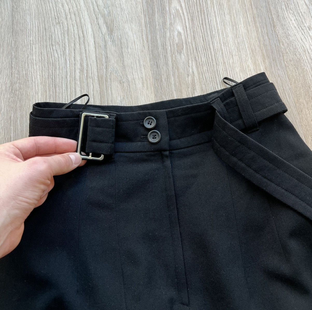 Jil Sander × Vintage Vintage Jil Sander + Black Wool Midi Skirt With Belt Size 26" / US 2 / IT 38 - 5 Thumbnail