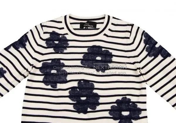Comme des Garcons Comme des Garcons Navy vintage striped floral knit top Size S / US 4 / IT 40 - 4 Thumbnail