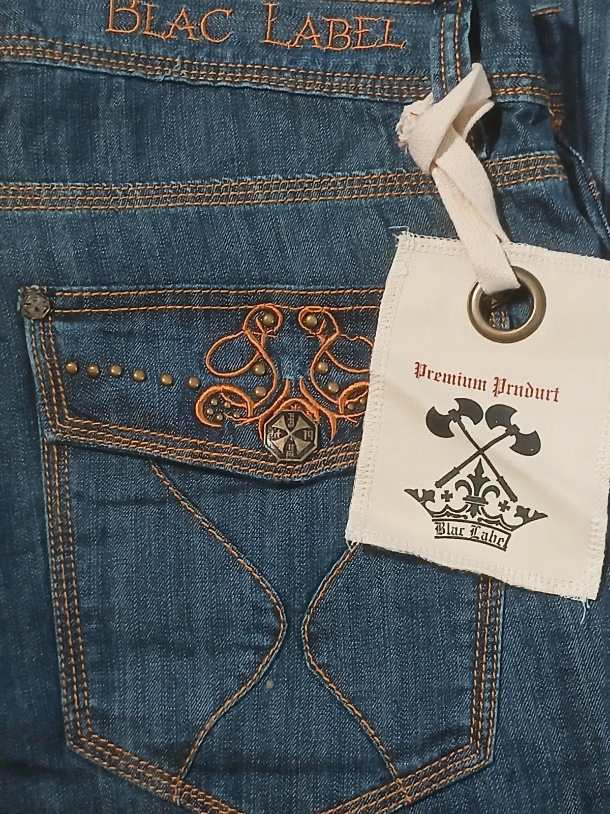 Black Label Y2K Blac Label Premium Embroidered Grunge Jeans 36x30 NWT Size US 36 / EU 52 - 5 Thumbnail