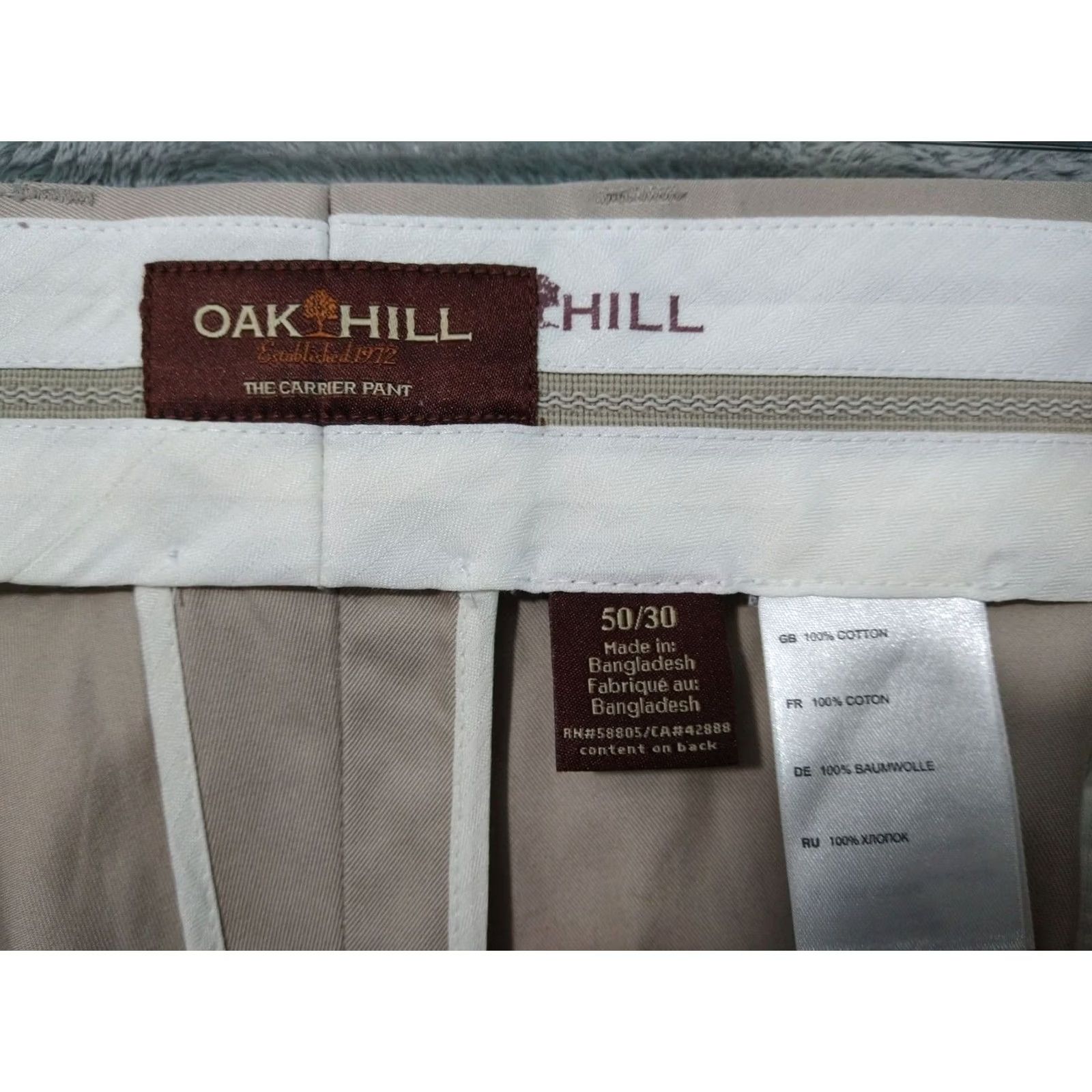 Vintage Oak Hill Pants Men 50x30 Beige Chino Pleated Tapered Leg Business Casual Preppy Size US 34 / EU 50 - 7 Thumbnail