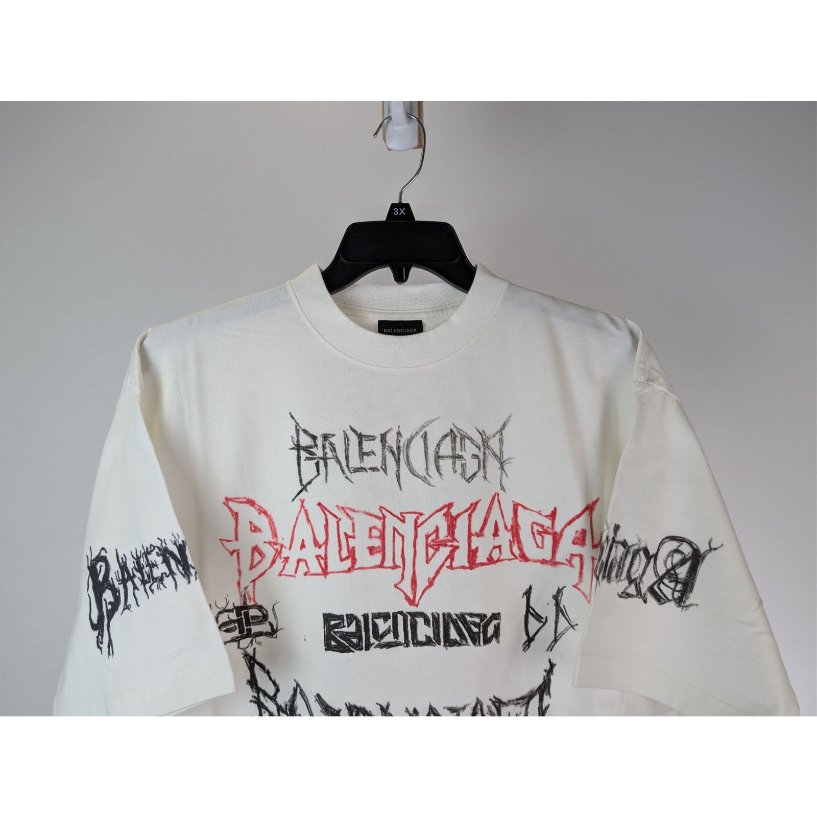 Balenciaga o1rshd1 Heavy Graphic Print DIY Metal Logo T-shirt in White Size US S / EU 44-46 / 1 - 3 Thumbnail