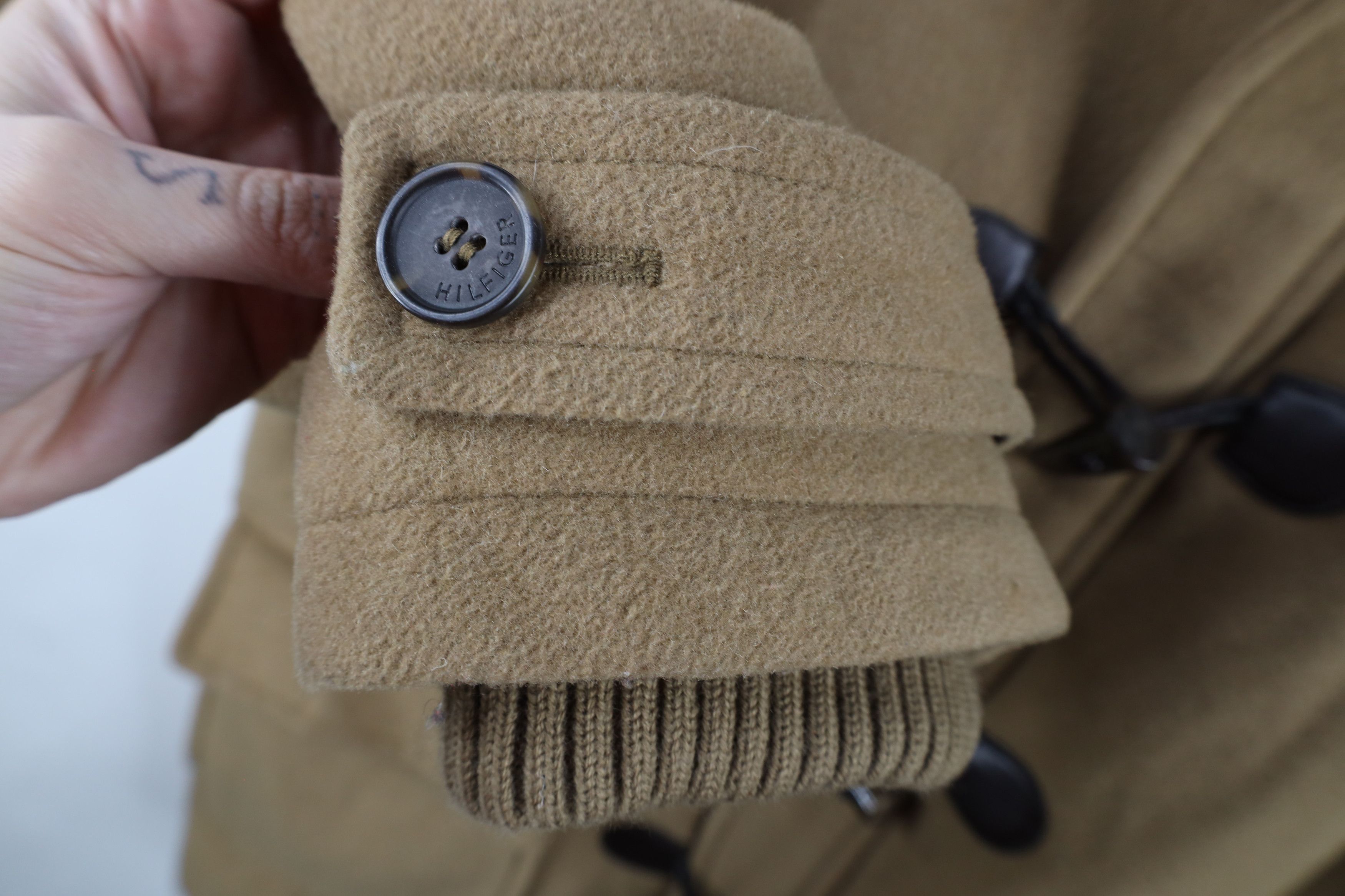 Tommy Hilfiger × Vintage Vintage Tommy Hilfiger Blend Toggle Button Hooded Jacket Size US L / EU 52-54 / 3 - 4 Thumbnail