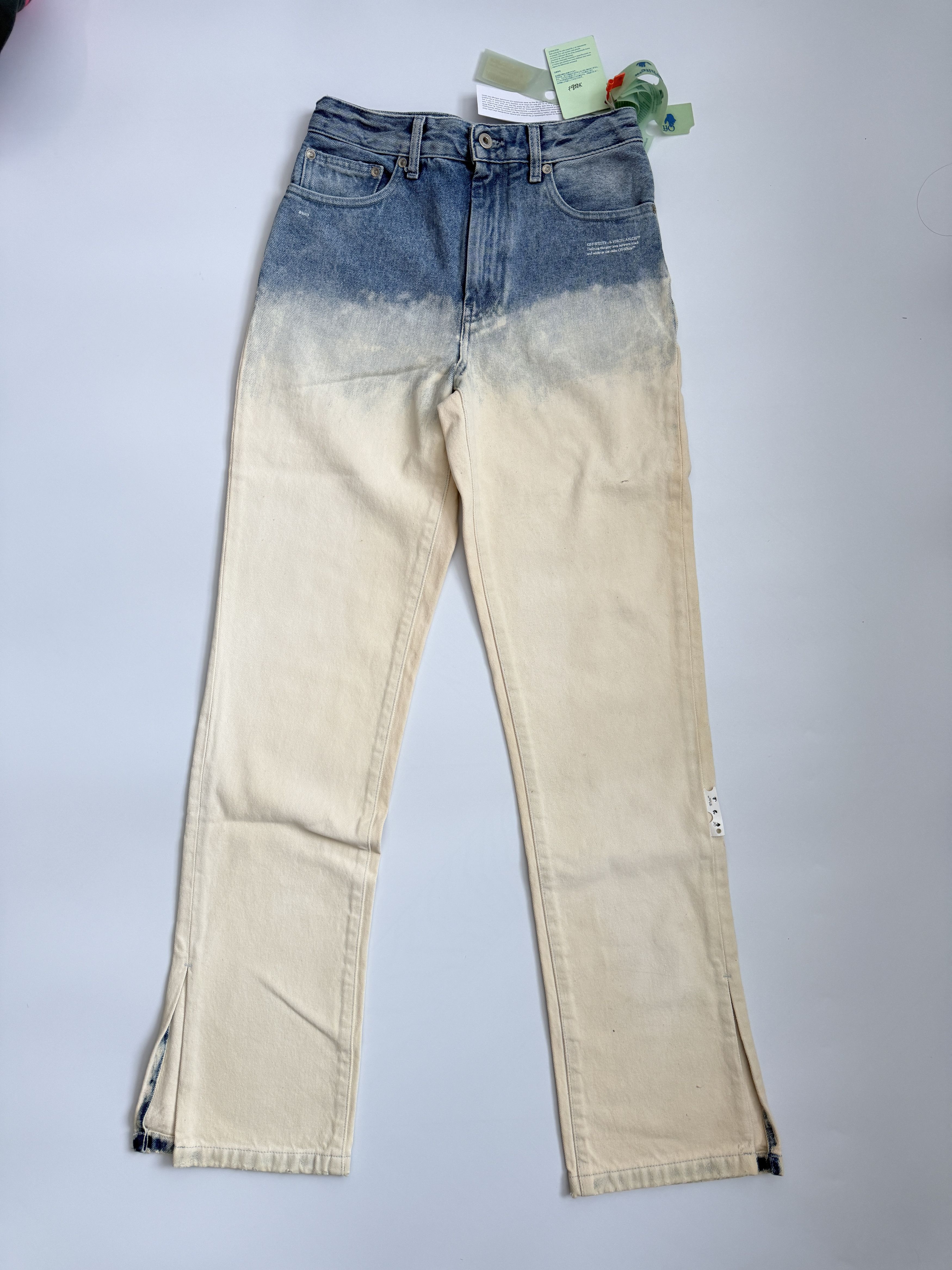 Off-White Degrade' Split Hem Straight Leg Jeans In Blue Size 26" / US 2 / IT 38 - 1 Thumbnail
