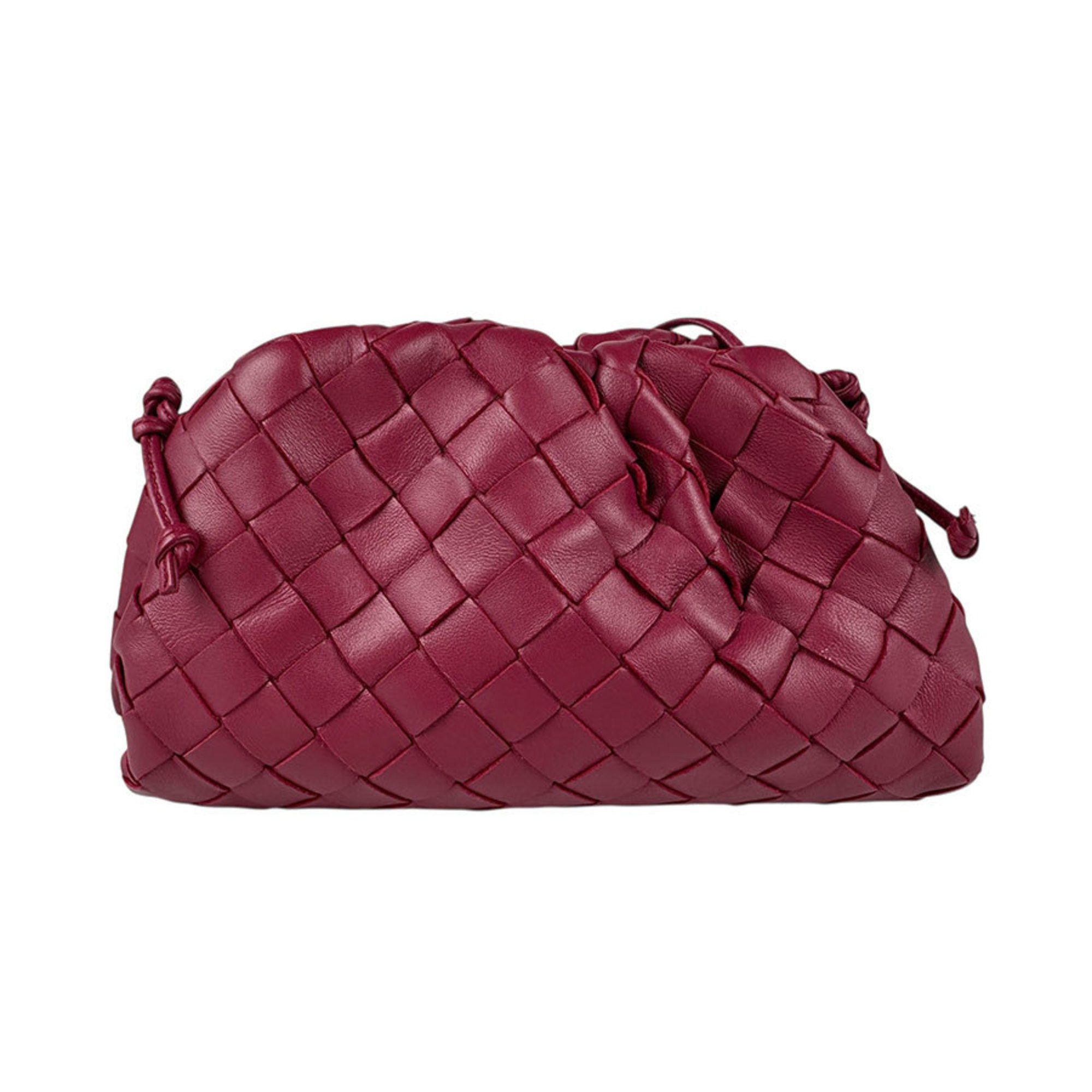 Bottega Veneta Shoulder Bag Intrecciato Mini The Pouch Leather Wine Red Women's Z5074