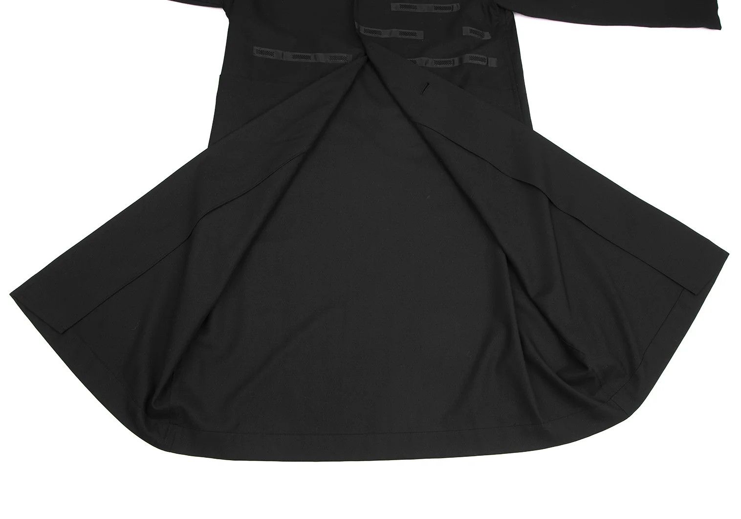 Yohji Yamamoto Wool Gabardine Patchwork Long Jacket in Black Size US L / EU 52-54 / 3 - 12 Thumbnail