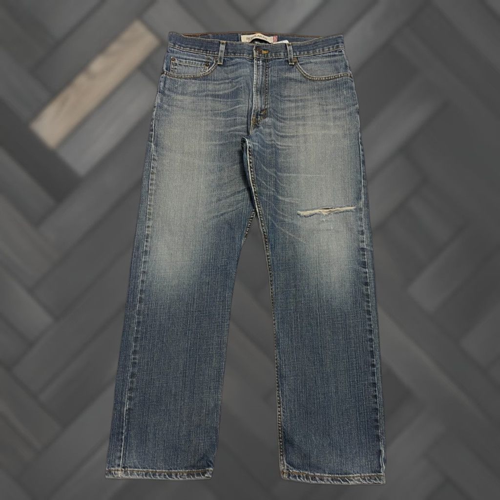 Levi's Levi's 505 Regular Jeans 36×30 Blue Distressed Ripped Whiskers Denim Mens Grunge Size US 36 / EU 52 - 1 Thumbnail