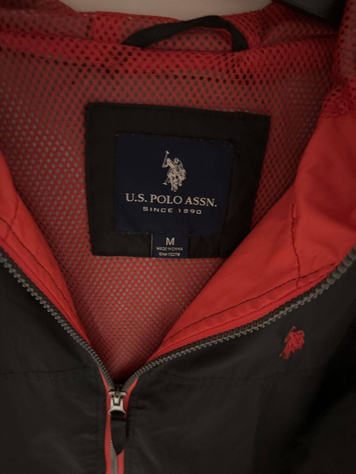 U.S. Polo Assn. U.S. Polo ASSN. Black & Red Hooded Windbreaker Jacket Size US M / EU 48-50 / 2 - 2 Thumbnail