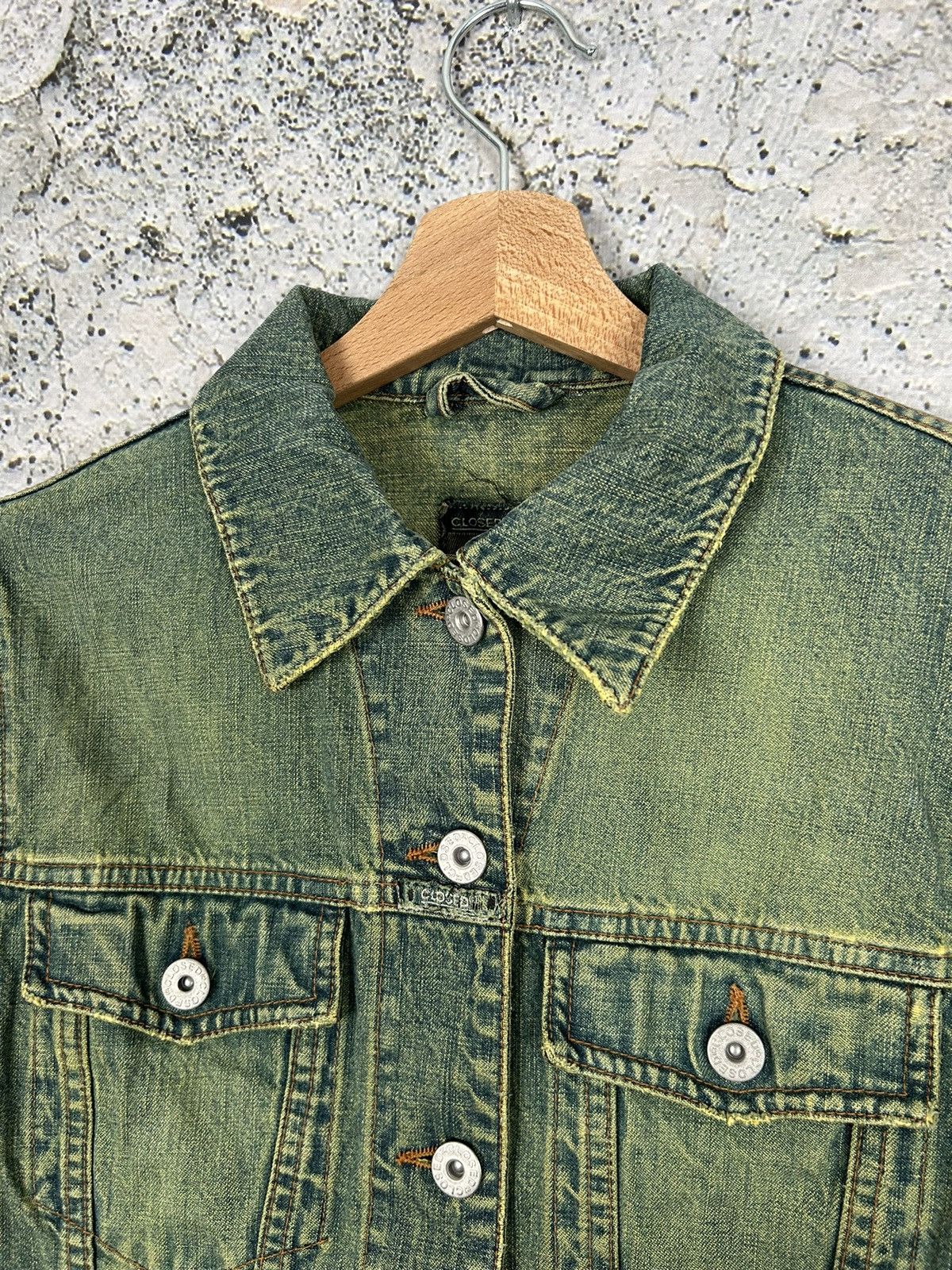 Vintage Vintage Denim Jacket Green Trucker 90s Avantgarde Punk Rock Size US S / EU 44-46 / 1 - 3 Thumbnail