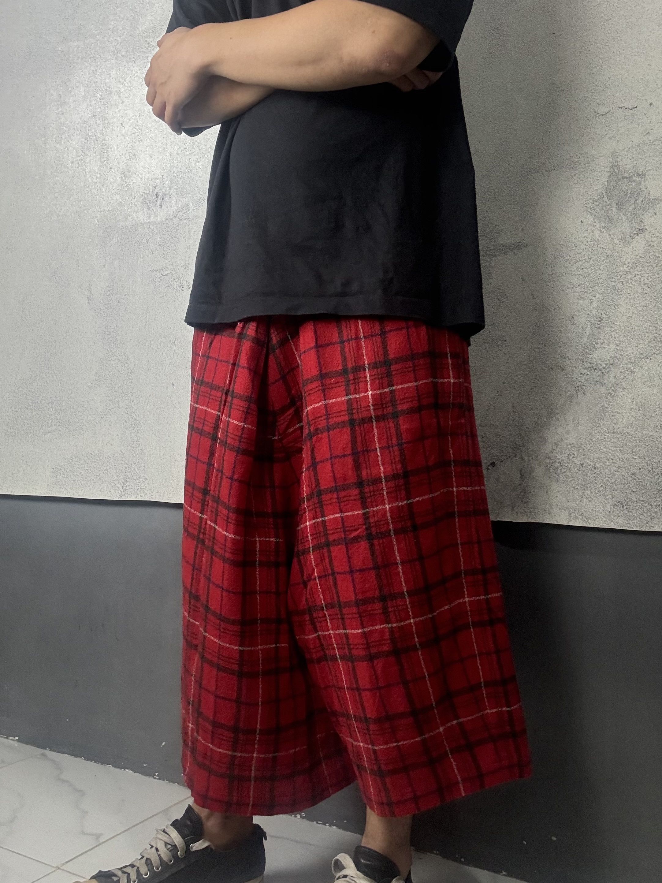 Yohji Yamamoto Y's Yohji Yamamoto Drop Crotch Plaid Tartan Wide Pants Size US 32 / EU 48 - 5 Thumbnail