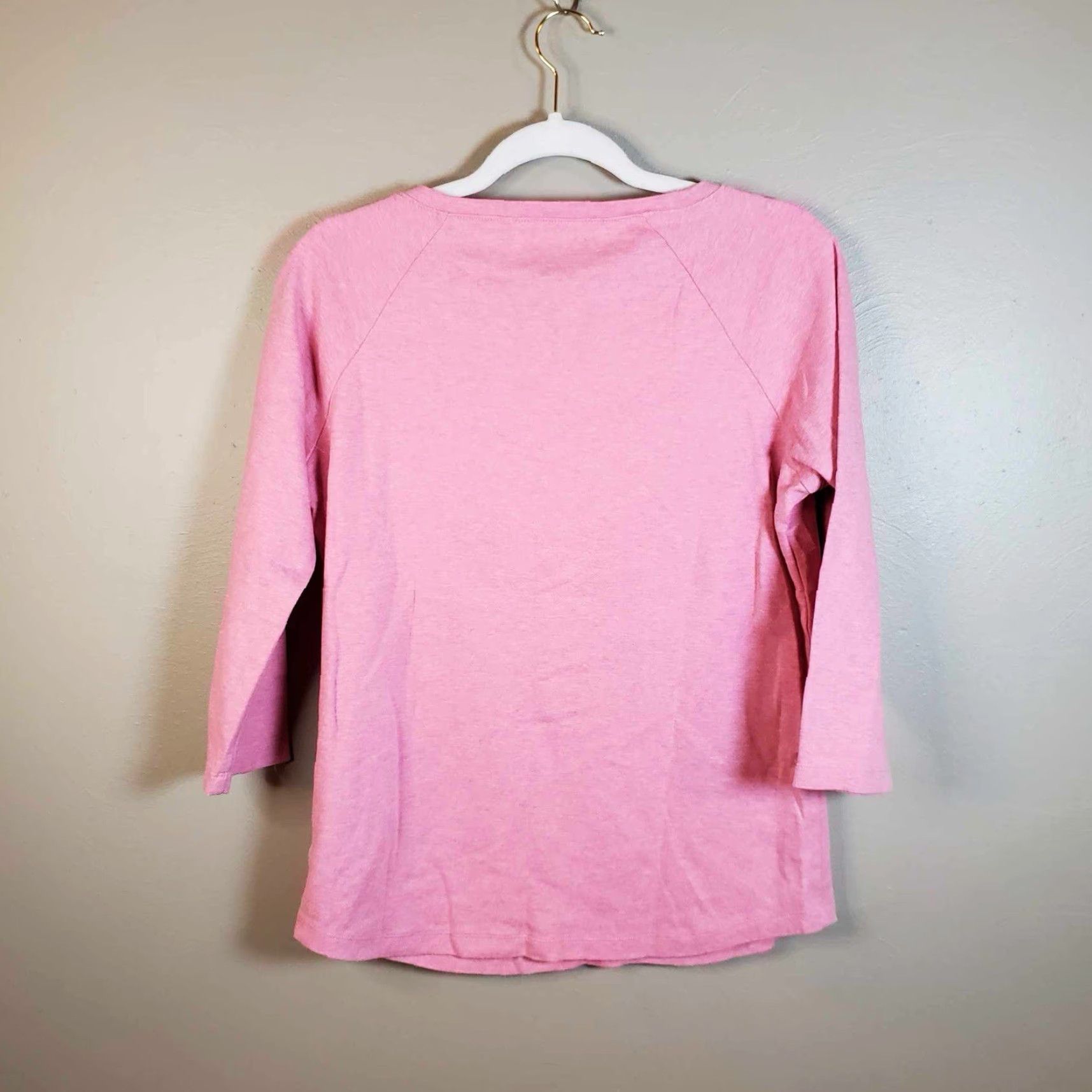 Vintage L.L. Bean Womens Shirt Medium Reg Pink Button Shoulder Long Sleeve Round Neck M Vintage No Size S / US 4 / IT 40 - 3 Thumbnail