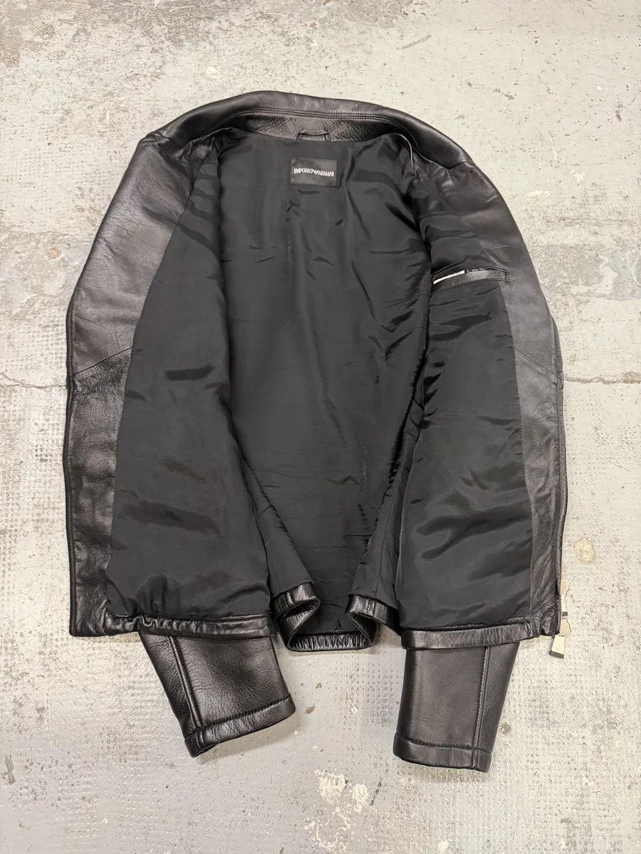 Emporio Armani SS2015 Emporio Armani Black Asymmetrical Biker Leather Jacket Size US L / EU 52-54 / 3 - 8 Thumbnail
