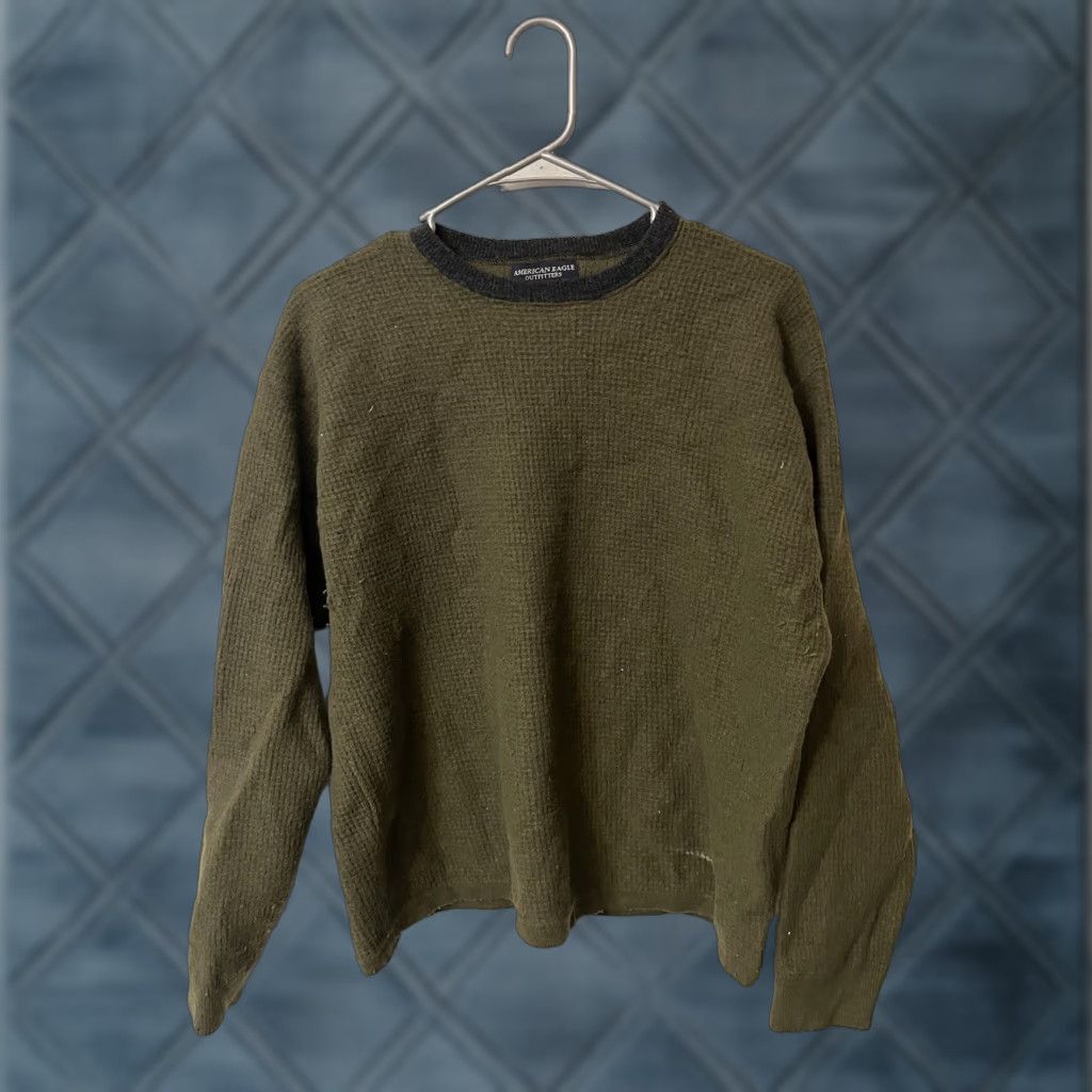 American Eagle Outfitters American Eagle Outfitters Mens Sweater XL Green Lambswool Blend Pullover Long Sleeve Knit V-Neck Casual Business Men Size US XL / EU 56 / 4 - 1 Thumbnail