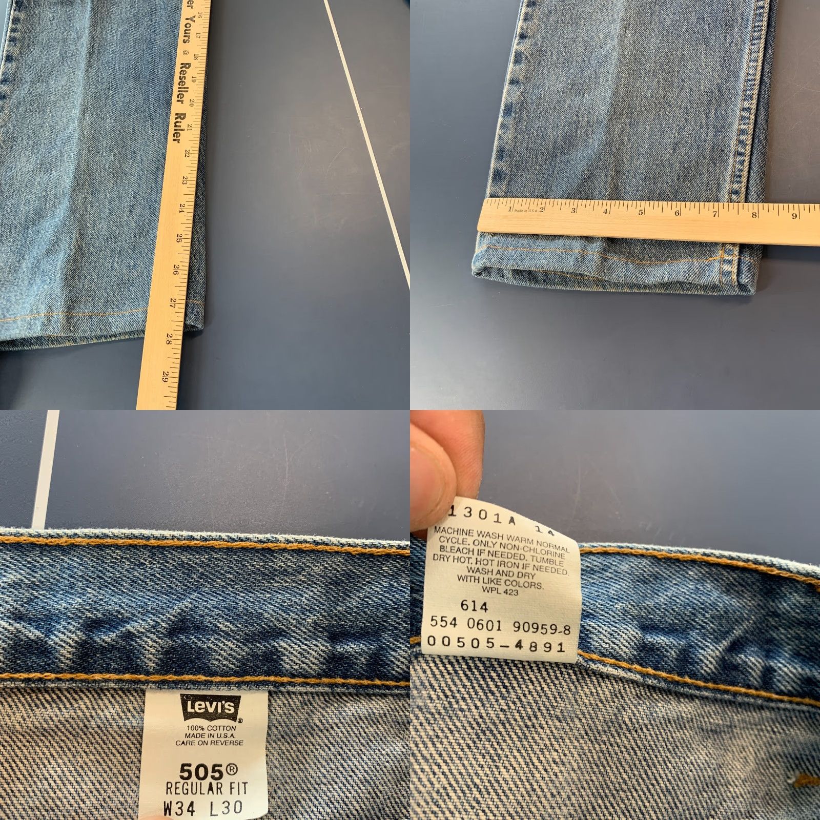 Levi's VINTAGE Levi's 505 Jeans Regular Mens Blue Denim 32x28 Straight Fit denim Jeans 32 Mens Blue Levi's 505 Vintage 90s Size US 32 / EU 48 - 11 Thumbnail