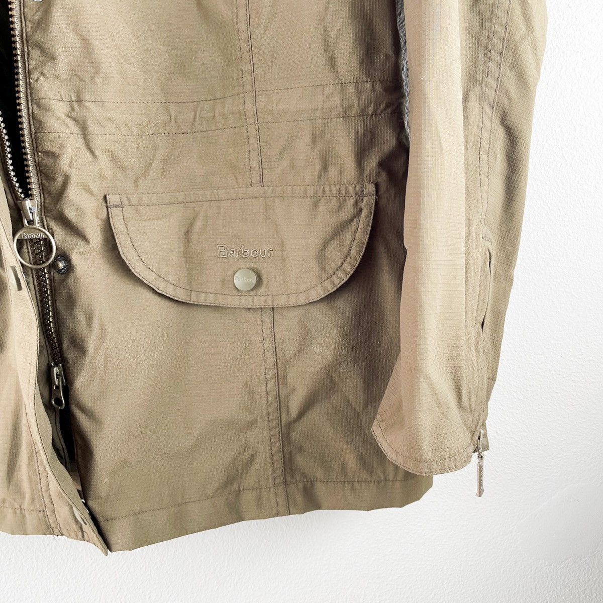 Designer Barbour Olive Green Breathable Waterproof Belted Jacket Size L / US 10 / IT 46 - 7 Thumbnail