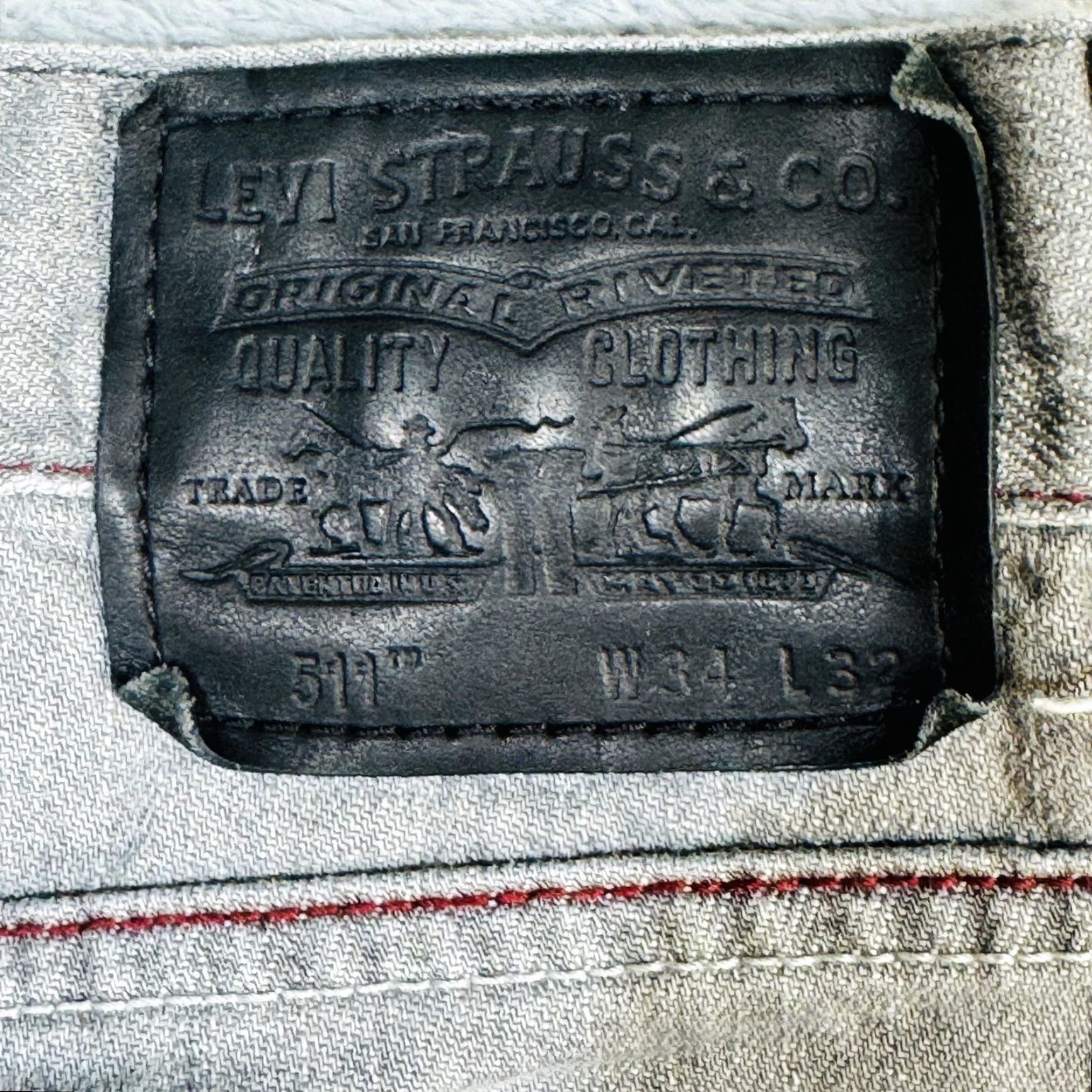 Levi's Levi's 511 Jeans Mens 34x32 Gray Light Wash Slim Skinny Zip Fly Mid Rise Denim Size US 34 / EU 50 - 7 Thumbnail