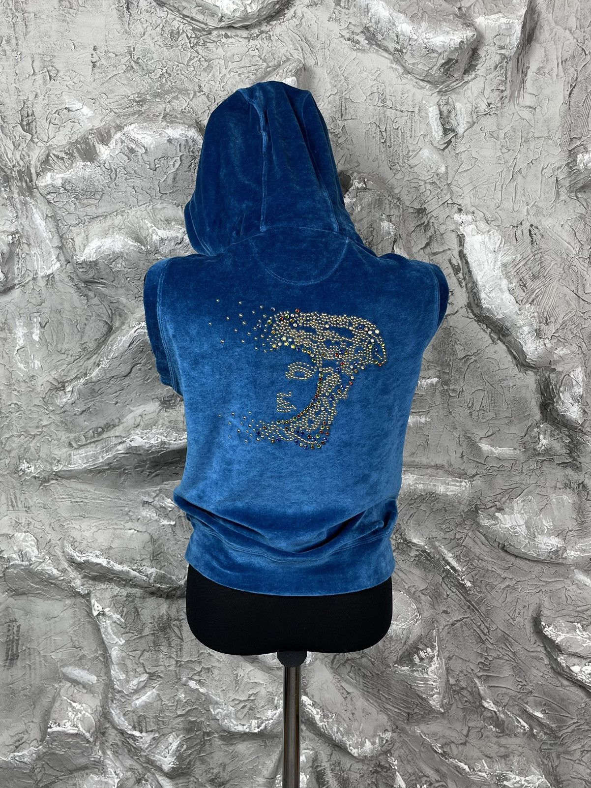 Versace Versace Rare Velour Vest Rhinestone Logo Y2K Size S / US 4 / IT 40 - 1 Thumbnail