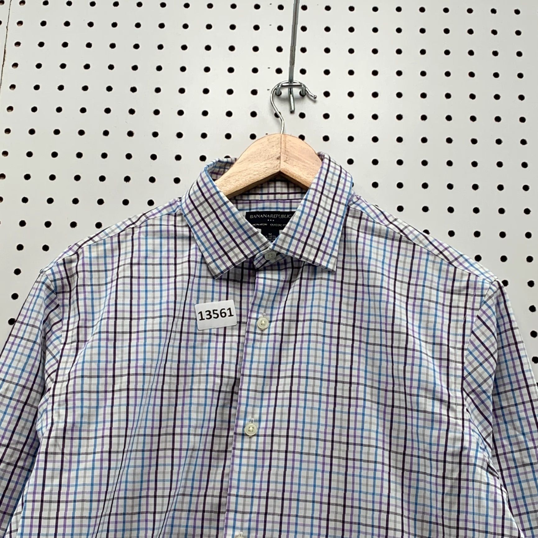 Banana Republic Banana Republic Classic Fit Bi-Colored Checker Medium Non Iron Long Sleeve Size US M / EU 48-50 / 2 - 2 Thumbnail
