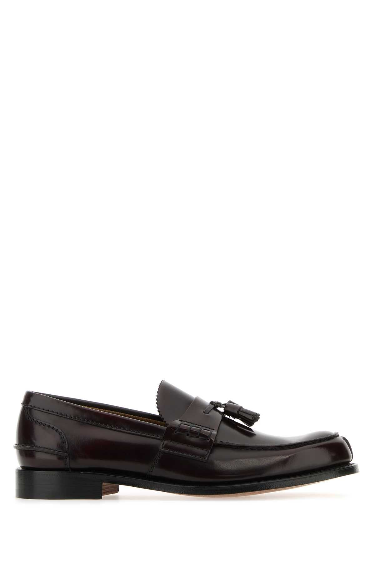 image of Churchs Burgundy Leather Tiverton Loafers, Men's (Size 7)