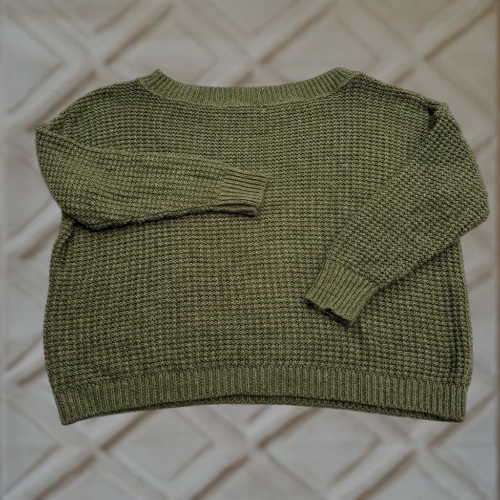 Vintage Leith Waffle Knit Oversized Pullover Sweater Womens XL Dark Green Boat Neck Size XL / US 12-14 / IT 48-50 - 1 Thumbnail