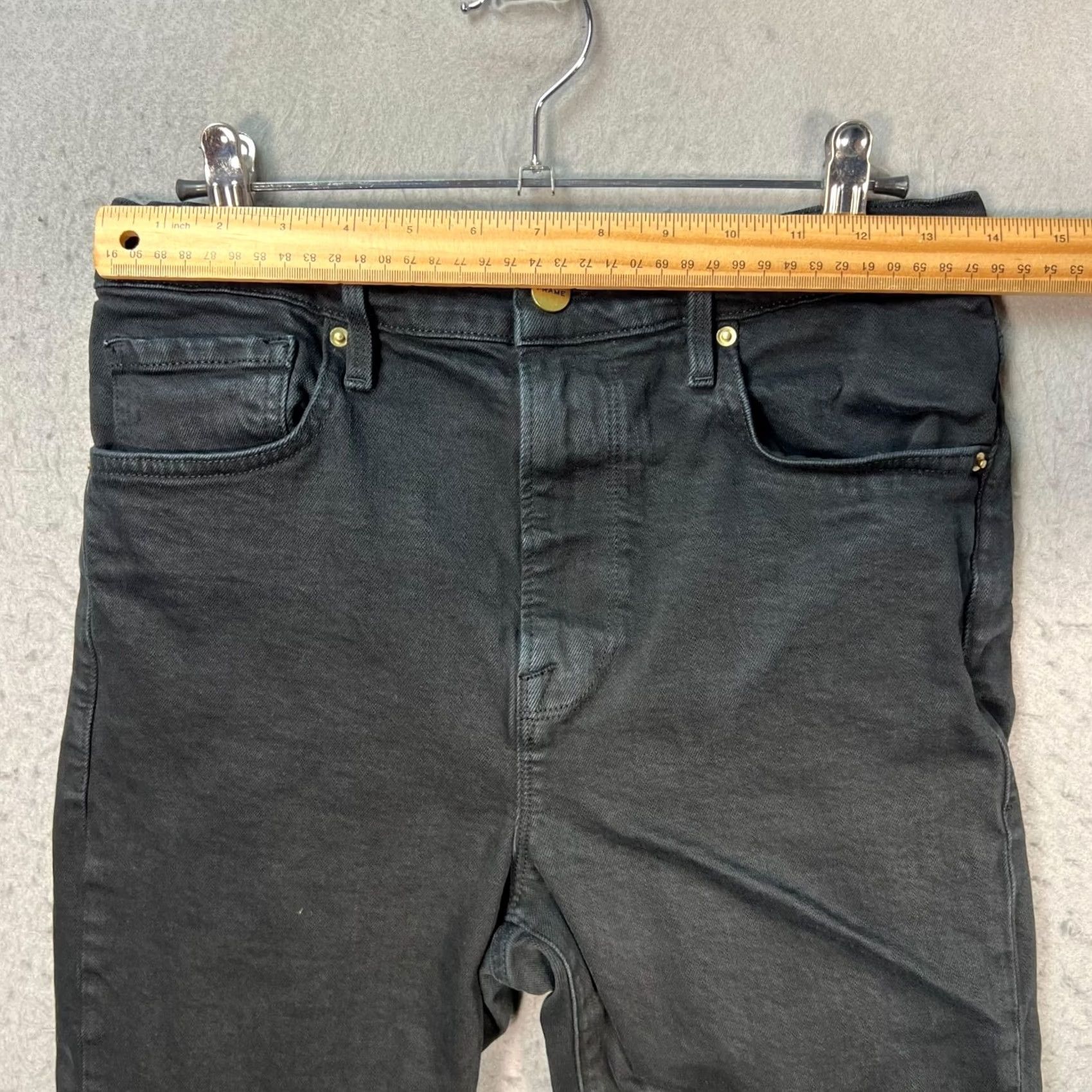 Frame Frame Le Vintage Bermuda Shorts Size 27 Black Mid-Rise Frayed Hem Cotton Blend Size 27" / US 4 / IT 40 - 6 Thumbnail
