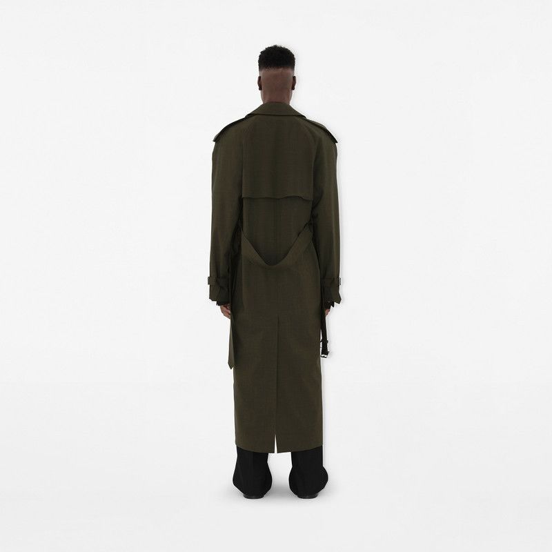 Burberry o1w1db10326 Long Stretch Wool Trench Coat in Dark Olive Size US M / EU 48-50 / 2 - 3 Thumbnail