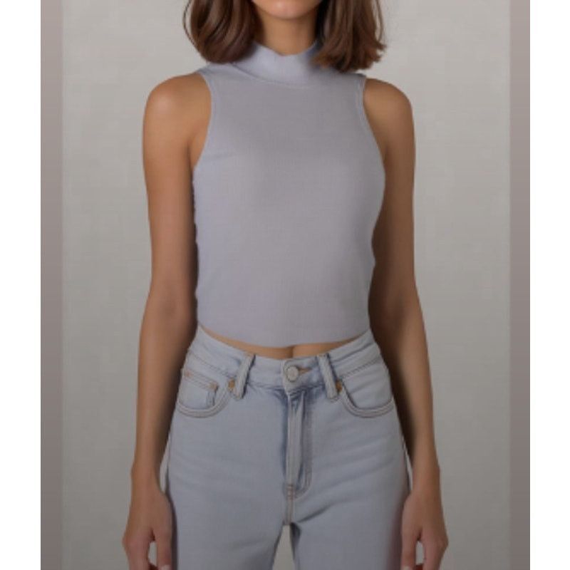 Aeropostale Aeropostale Ribbed Mock Neck Lavender Crop Tank Top Size L Size L / US 10 / IT 46 - 1 Thumbnail