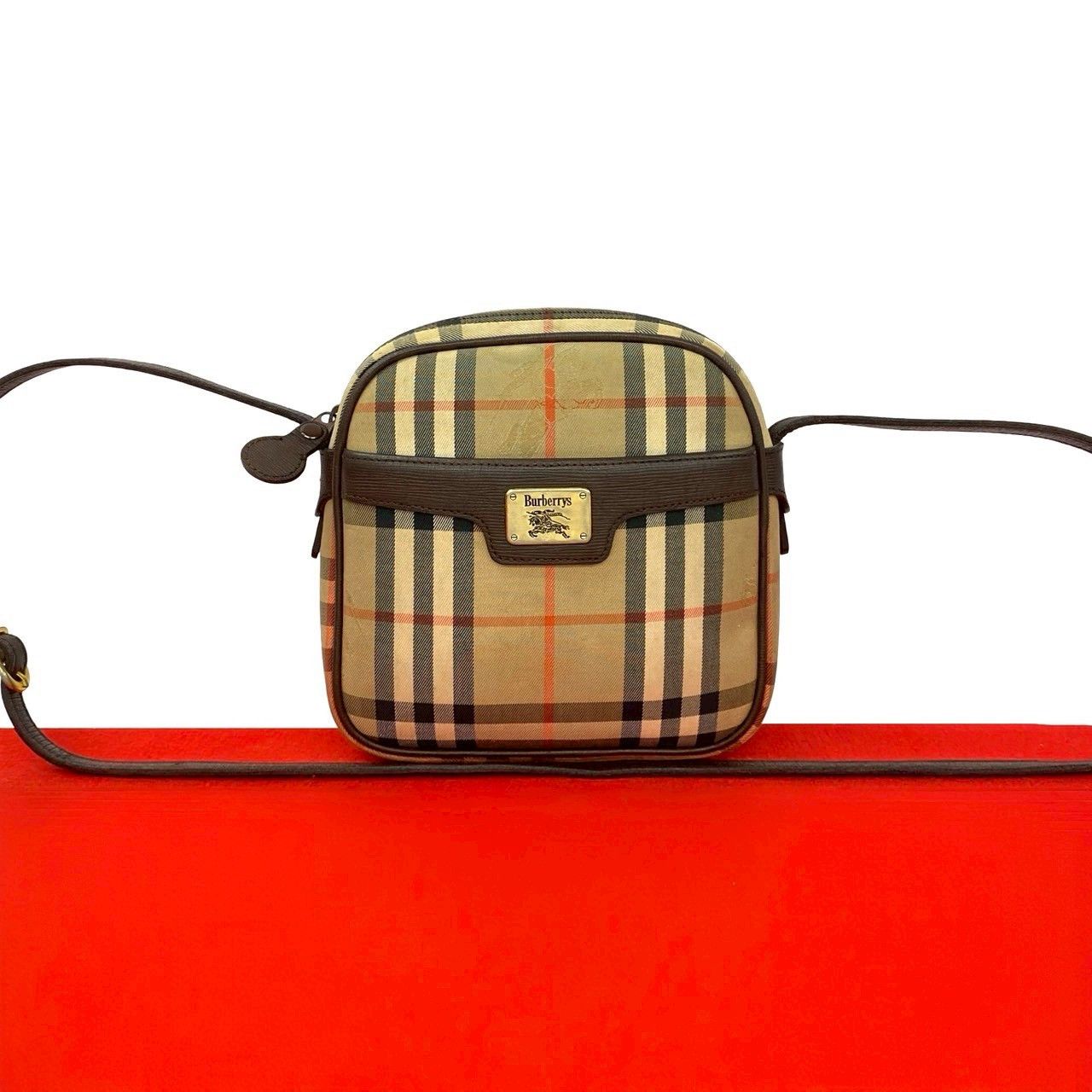 Burberry Burberry Burberry Check Canvas Leather Mini Shoulder Bag Textile Shoulder Bag DUTY FREE for USA Size ONE SIZE - 1 Thumbnail