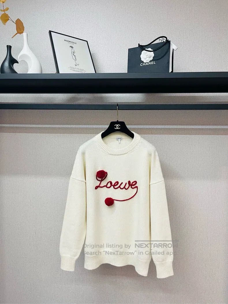 Loewe Loewe Ivory and Red Ball Cashmere Sweater Size M / US 6-8 / IT 42-44 - 1 Thumbnail